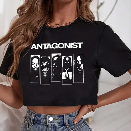 Playboi Carti Antagonist Music Cropped T-Shirt Playboi Carti Merch Gift for Her O-Neck Crop Tops