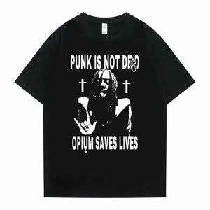 Hip Hop Playboi Carti Punk Is Not Ded Opium Saves Lives Print Tshirt Men men Oversized T Shirt Cotton Tee Hip Hop T-shirt Topa