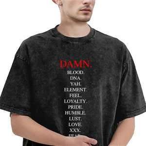 Men's T-Shirt DAMN Kendrick Lamar Washed T-Shirts Harajuku Music Album Beach Tees Vintage Print Cotton Tops Gift