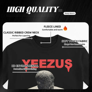 Men Kanye West Yeezus Casual Long Sleeves Sweatshirts Fleece Lined Hip Hop Rap Pullover Crewneck Sweatshirt Hoodie