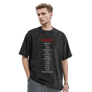 Men's T-Shirt DAMN Kendrick Lamar Washed T-Shirts Harajuku Music Album Beach Tees Vintage Print Cotton Tops Gift