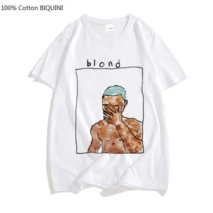 Men's Short-sleeved Cotton T-shirts, High Street Short-sleeved T-shirt, Frank O-ocean Blonde, R & B Music, Four Seasons