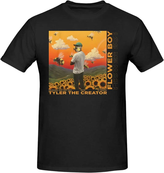 Tyler, The Creator Official Men's T-Shirt Crew Neck Shirts Short Sleeve Cotton Tees Black