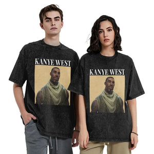 Washed T Shirt Kanye West Hip Hop Novelty T-Shirt Harajuku Streetwear Cotton Graphic Tops Tees for Men Women