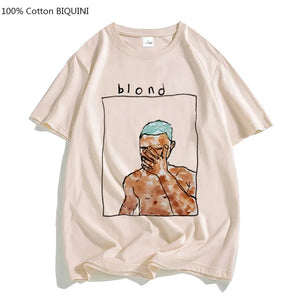 Men's Short-sleeved Cotton T-shirts, High Street Short-sleeved T-shirt, Frank O-ocean Blonde, R & B Music, Four Seasons