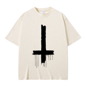 Playboi Carti Opium T-shirt Upside Down Cross Print Tees Ken Carson Tshirt Destroy Lonely T Shirts Homixide Shirt Men's Clothing