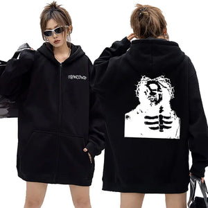 Playboi Carti Brand Rapper Ken Carson A Great Chaos Print Zipper Hoodie Number Nine Skull Horror Jacket Men Hip Hop Sweatshirt