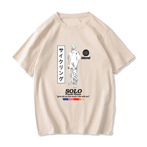 Frank O-ocean Blond T-shirt Japanese Anime T-shirts Cotton Funny Shirts Summer Short Sleeve Vintage Tshirt Pullovers Streetwear