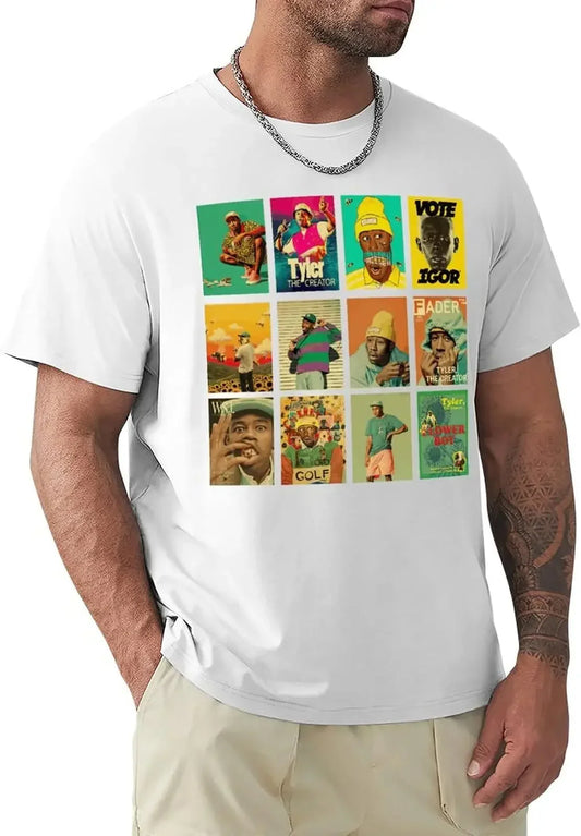 Tyler Rapper The Singer Creator Men's T Shirt Crewneck Cotton Short Sleeve Tees High Quality 100%Cotton Short Sleeve