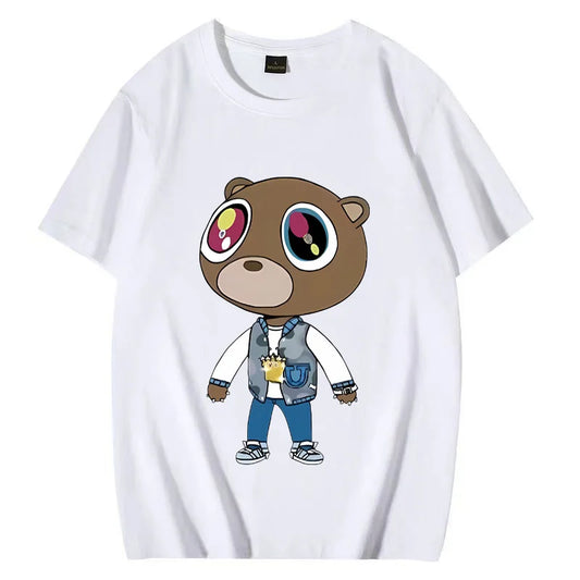 Vintage Graduation Bear Men Women T - shirt Kanye West Hip Hop Music 100% Cotton streetwear Oversized Short Sleeve Unisex Tee