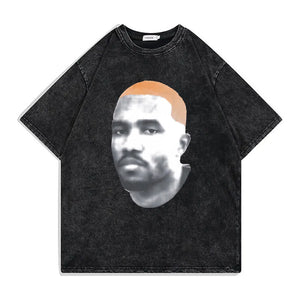 Washed Vintage Blond Hip Hop Tshirt Rapper Frank Head T-shirt Ocean Oversized T Shirts Male Oversized Tees Men's Cool Streetwear