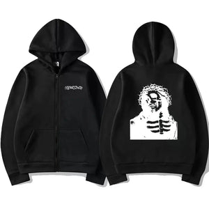 Playboi Carti Brand Rapper Ken Carson A Great Chaos Print Zipper Hoodie Number Nine Skull Horror Jacket Men Hip Hop Sweatshirt