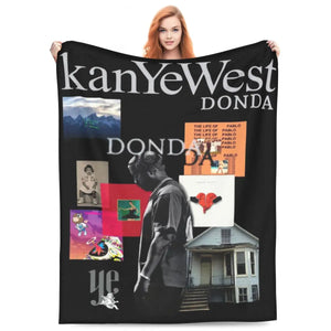 Kanye West Album Donda Album Blanket Fleece Printed HipHop Rapper Multifunction Lightweight Thin Throw Blankets for Home Piece