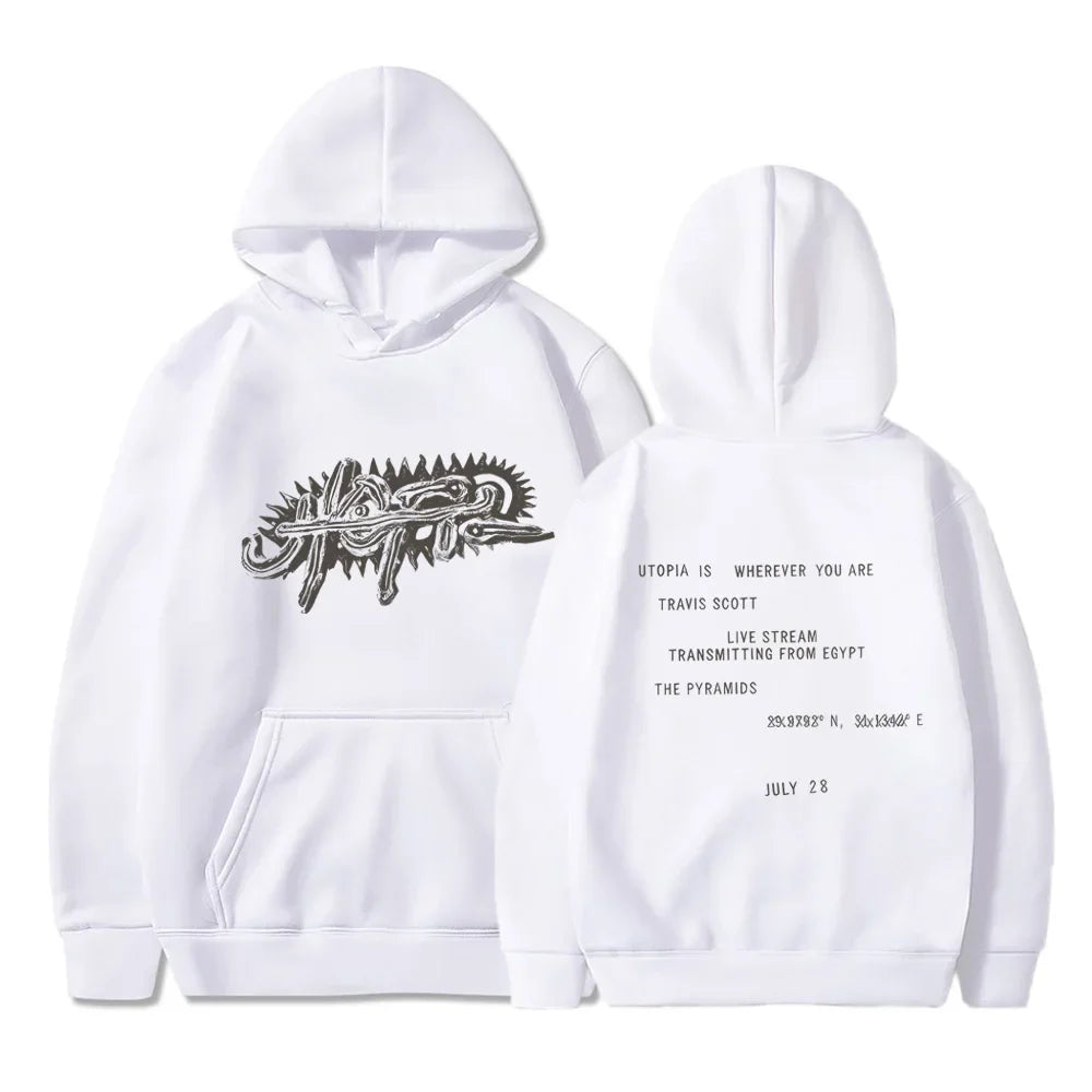 Utopia Travis Hoodies For Men Y2K Hooded Fleece Unisex Sweatshirt Hip Hop Swag TS Trap Rap Casual Rapper Kanye Oversize