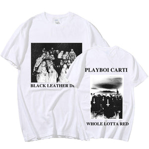 Rapper Playboi Carti T-shirts Devil Hip Hop Fashion Oversized T-shirt Streetwear Music Album Whole Lotta Red Short Sleeve Tees