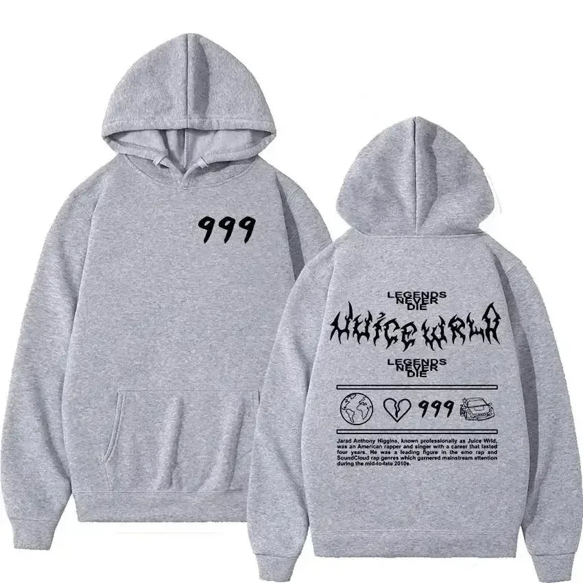 Juice WRLD Hoodie 999 Male and female rapper Juice Wrld hooded sweatshirt, city fashion sweatshirt, popular hip-hop sweatshirt