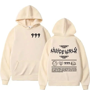 Juice WRLD Hoodie 999 Male and female rapper Juice Wrld hooded sweatshirt, city fashion sweatshirt, popular hip-hop sweatshirt