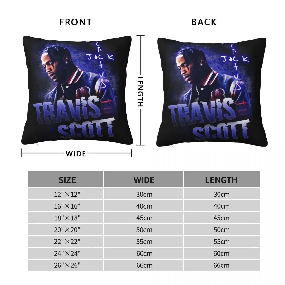 Travis Scotts Pillowcase Soft Polyester Cushion Cover Decoration Throw Pillow Case Cover Home Square 40*40cm