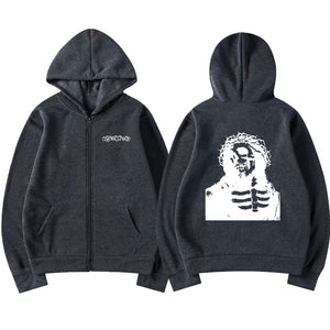 Playboi Carti Brand Rapper Ken Carson A Great Chaos Print Zipper Hoodie Number Nine Skull Horror Jacket Men Hip Hop Sweatshirt