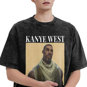 Washed T Shirt Kanye West Hip Hop Novelty T-Shirt Harajuku Streetwear Cotton Graphic Tops Tees for Men Women