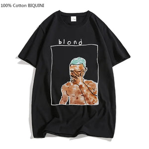 Men's Short-sleeved Cotton T-shirts, High Street Short-sleeved T-shirt, Frank O-ocean Blonde, R & B Music, Four Seasons