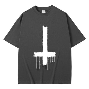 Playboi Carti Opium T-shirt Upside Down Cross Print Tees Ken Carson Tshirt Destroy Lonely T Shirts Homixide Shirt Men's Clothing