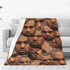 Kanye West Funny Head Blanket Velvet Textile apper Music Producer Multifunction Soft Throw Blanket for Home Bedroom Bedspreads