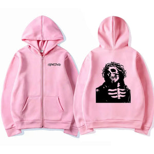 Playboi Carti Brand Rapper Ken Carson A Great Chaos Print Zipper Hoodie Number Nine Skull Horror Jacket Men Hip Hop Sweatshirt