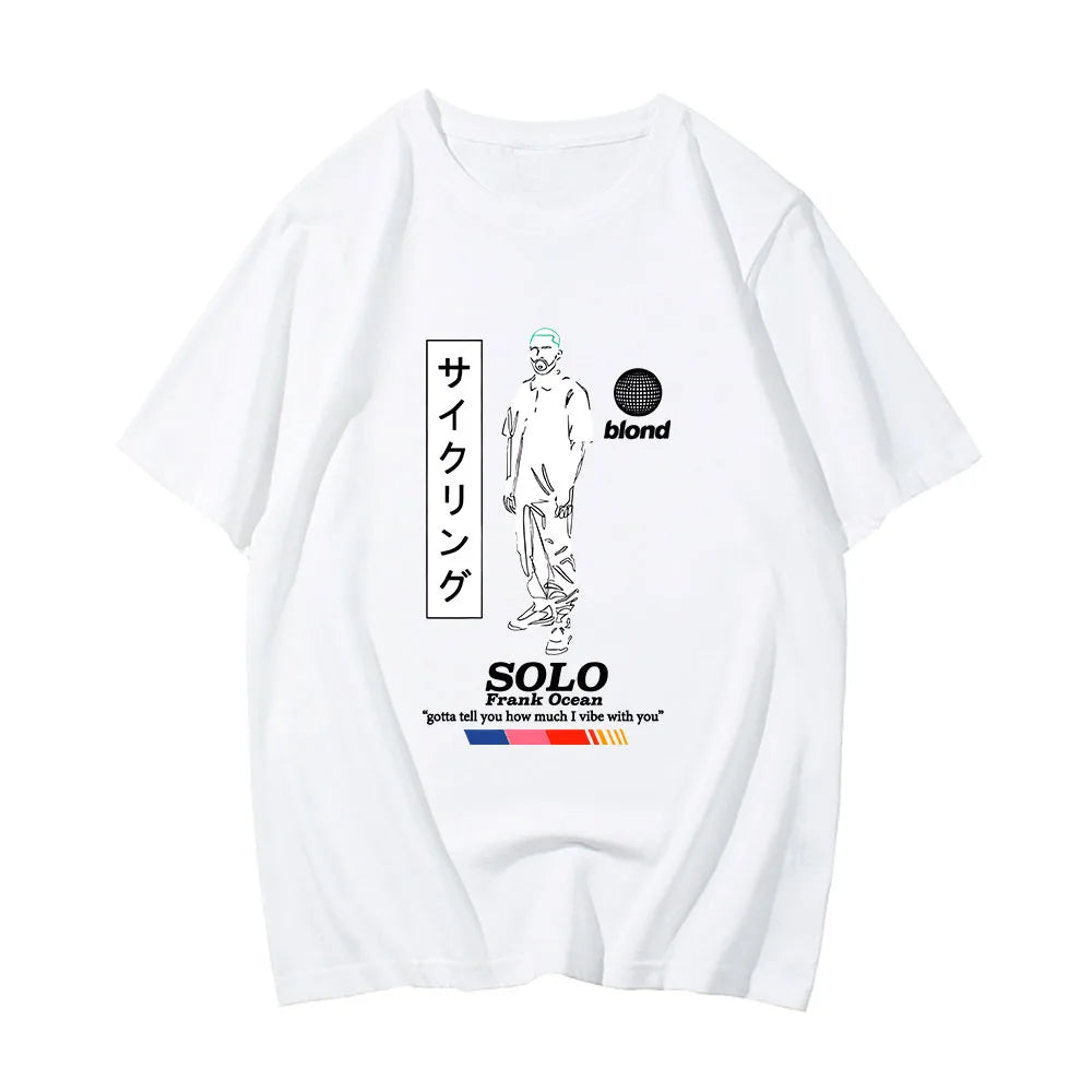 Frank O-ocean Blond T-shirt Japanese Anime T-shirts Cotton Funny Shirts Summer Short Sleeve Vintage Tshirt Pullovers Streetwear