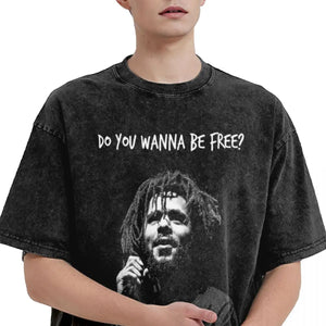 Oversized Washed T Shirt J Cole Do You Wanna Be Free Cotton T Shirts Popular Tshirt for Mens Summer Aesthetic Design Tops