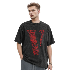 Playboi Carti Washed T Shirt  V lOGO Men Women  Y2K Basic Cotton T-Shirts Summer O Neck Hip Hop Tees Pattern Oversized Clothing