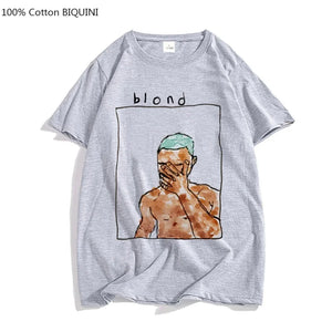 Men's Short-sleeved Cotton T-shirts, High Street Short-sleeved T-shirt, Frank O-ocean Blonde, R & B Music, Four Seasons