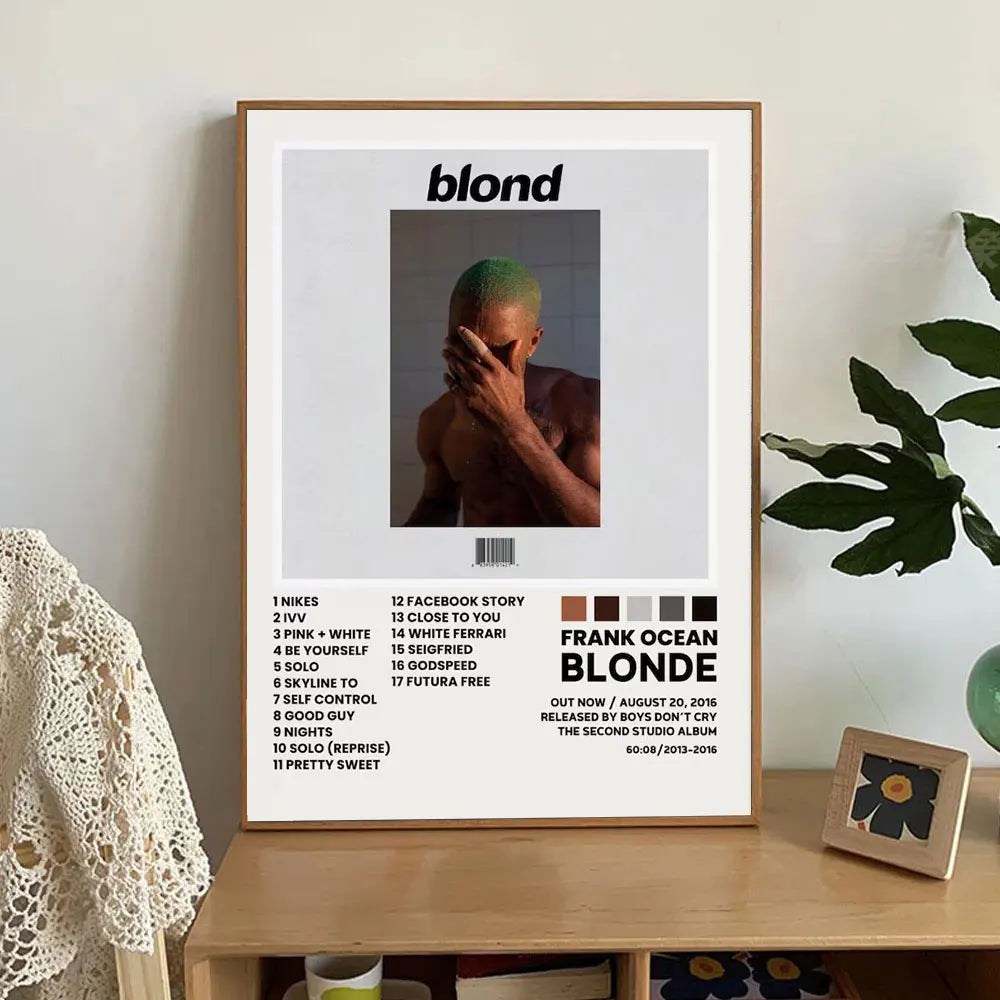 Frank Ocean Blonde Album Wall Tracklist  Frank Ocean Album Cover Art Music Poster Canvas Painting Room Home Decor Gifts