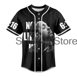 Rapper Kendrick Lamar Not Like Us 6-16 Jersey Baseball Jacket Shirts Short Sleeve Tee Women Men Streetwear Hip Hop Clothes