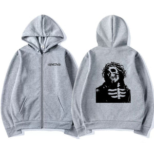 Playboi Carti Brand Rapper Ken Carson A Great Chaos Print Zipper Hoodie Number Nine Skull Horror Jacket Men Hip Hop Sweatshirt