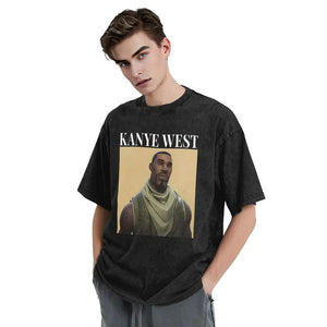 Washed T Shirt Kanye West Hip Hop Novelty T-Shirt Harajuku Streetwear Cotton Graphic Tops Tees for Men Women