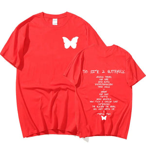 Rapper Kendrick Lamar T Shirt To Pimp A Butterfly Album Double Sided Oversize T-shirts Men's Women's Hip Hop T-shirt Streetwear