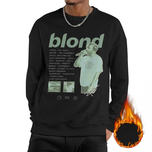 Man Frank Oceans Blond Rappers Sweatshirt Fleece-Lined Round Collar Sweatshirts Hip Hop Pullover Hoodie Long Sleeve Shirts