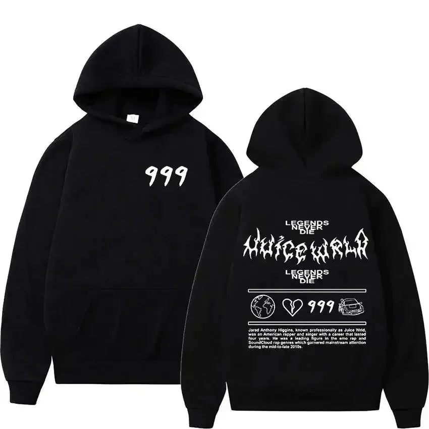 Juice WRLD Hoodie 999 Male and female rapper Juice Wrld hooded sweatshirt, city fashion sweatshirt, popular hip-hop sweatshirt