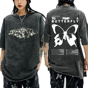 Kendrick Lamar To Pimp A Butterfly Washed T-Shirts Oversized T-Shirts Crew Neck Fashionable Cotton Y2K Women Tshirts